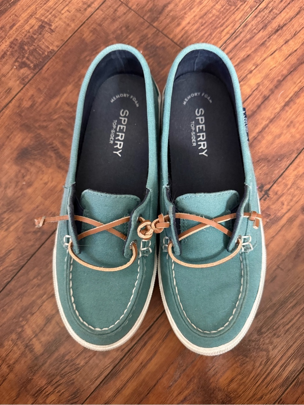 Sperry Lounge Away Teal Canvas Boat Shoes Casual Summer Coastal Fisherman | 7 - Picture 5 of 7